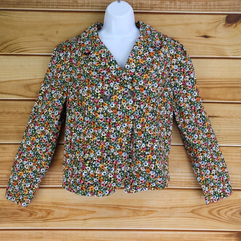Christopher & Banks Blazer Jacket Womens Sz L Colorful Flowers Pockets‎ Business